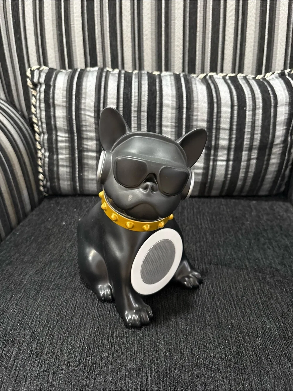 Black LED Bluetooth Speaker with Gold Collar